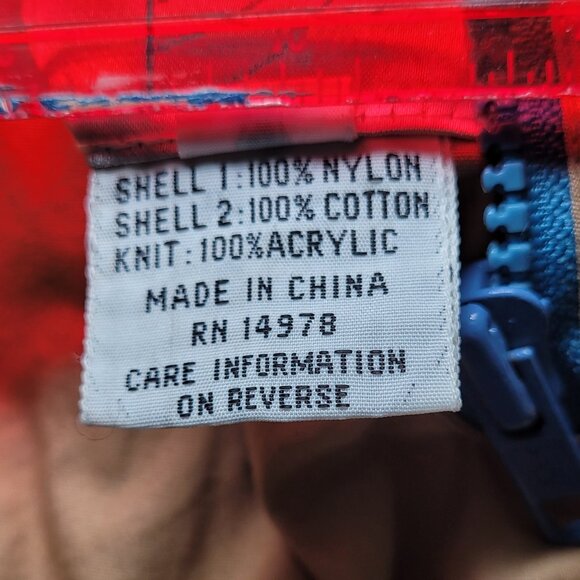 Vintage Windbreaker Tan and Blue Reversible Bomber Zip Up Jacket Mens Size XL - Picture 9 of 16